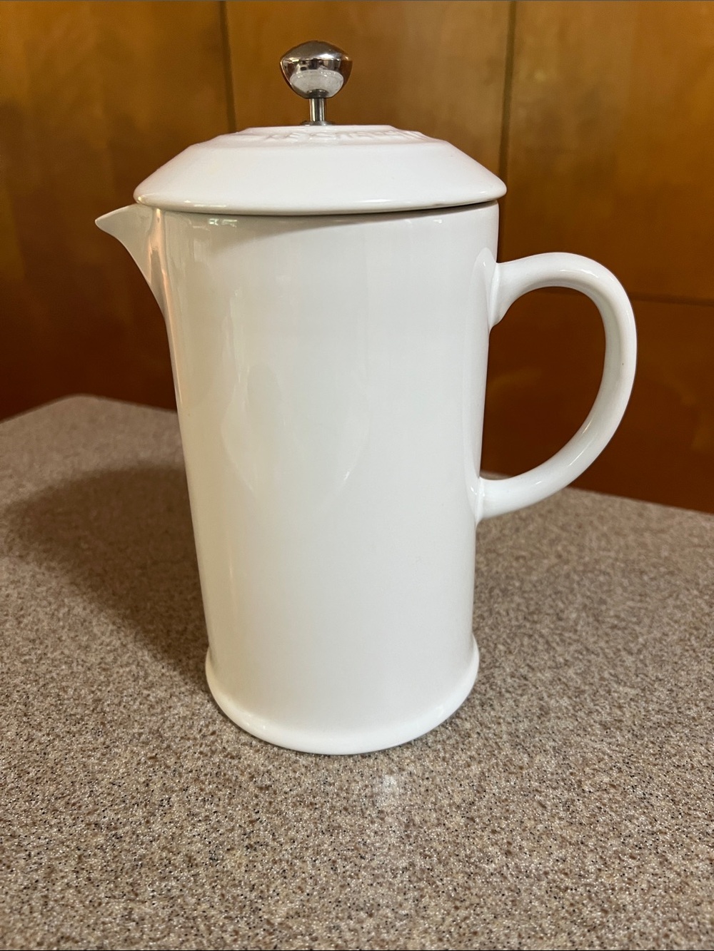 Le Creusut White Ceramic French Press Coffee Maker with Stainless Steel Plunger